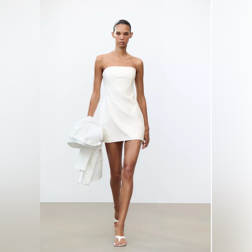 White linen mini dress - XS ZARA